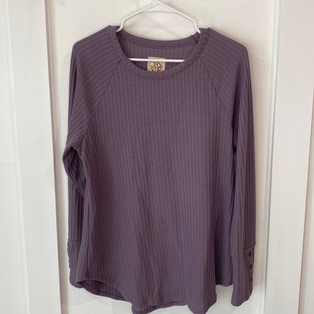CHASER long sleeve waffle knit blouse